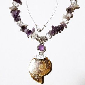 Ammonite & Amethyst Necklace